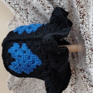 Black and Blue Handmade Crochet Bucket Hat